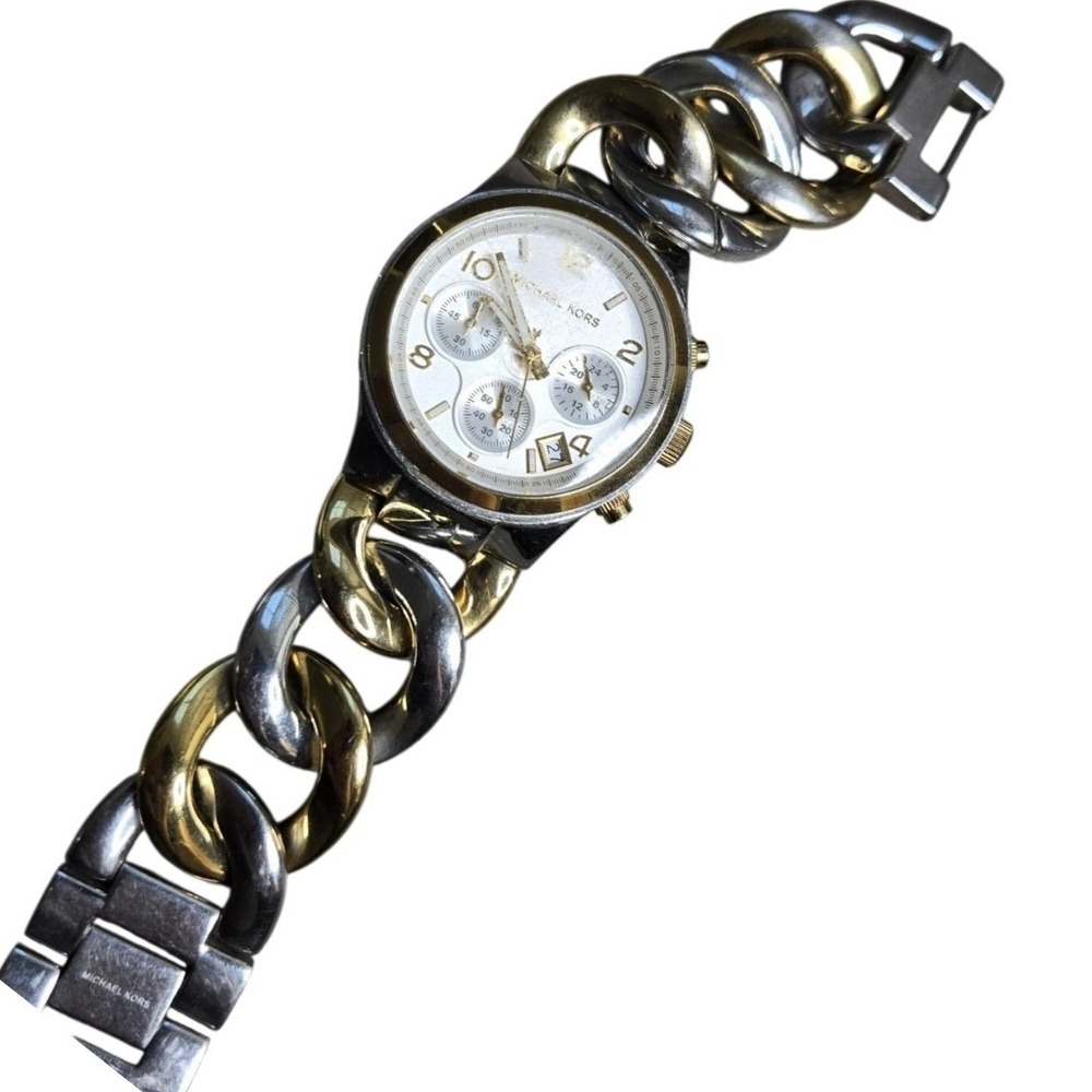 Michael Kors Runway Twist MK3199 two-tone stainless steel chronograph watch